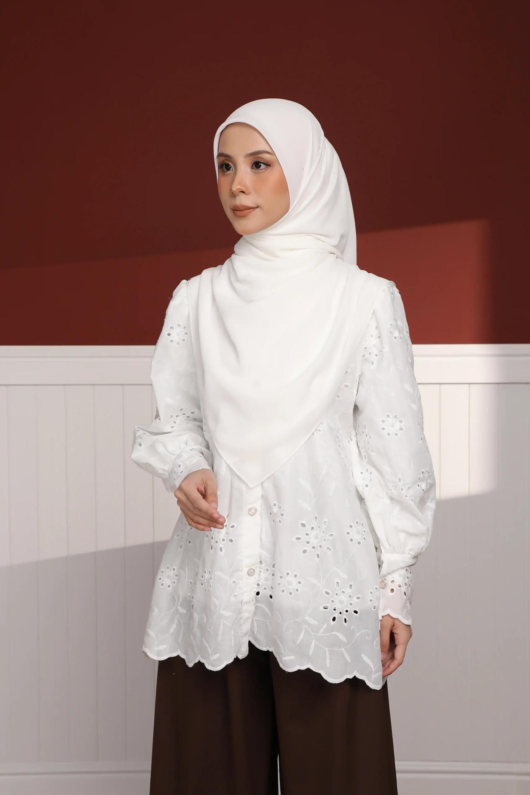 Aurela – Freesize Embroidery Cotton Blouse | Modest & Nursing Friendly