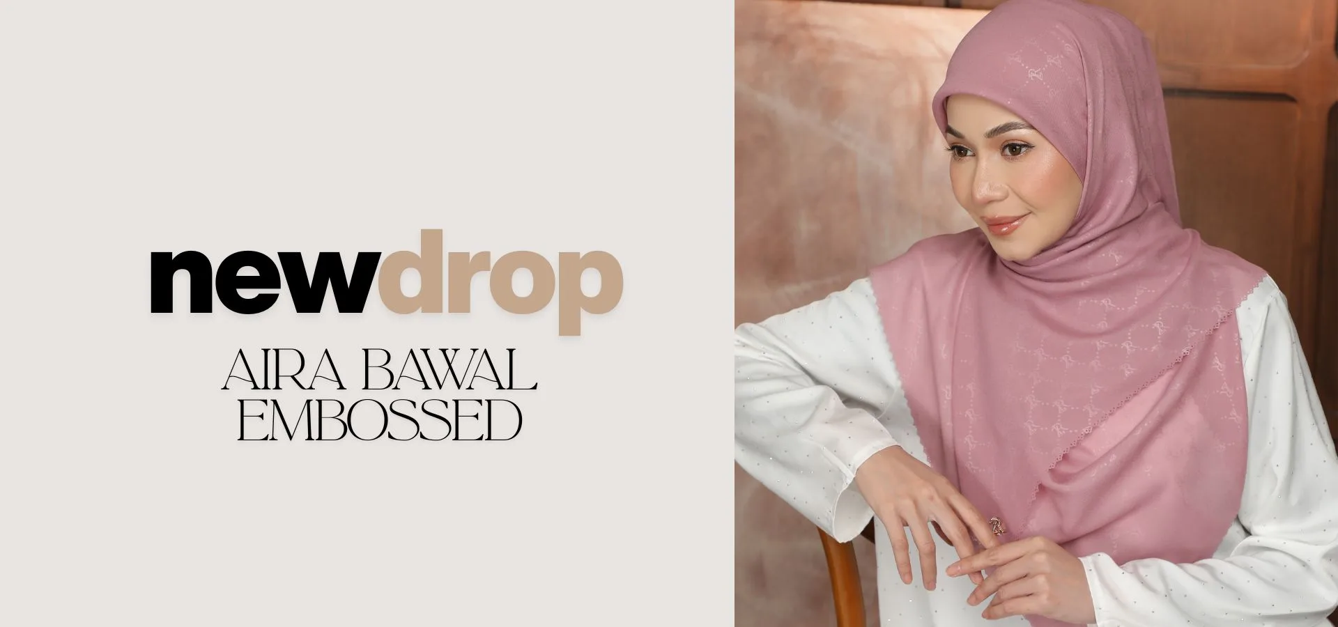 Banner showing new collection, Arunika Mekar Square Hijab